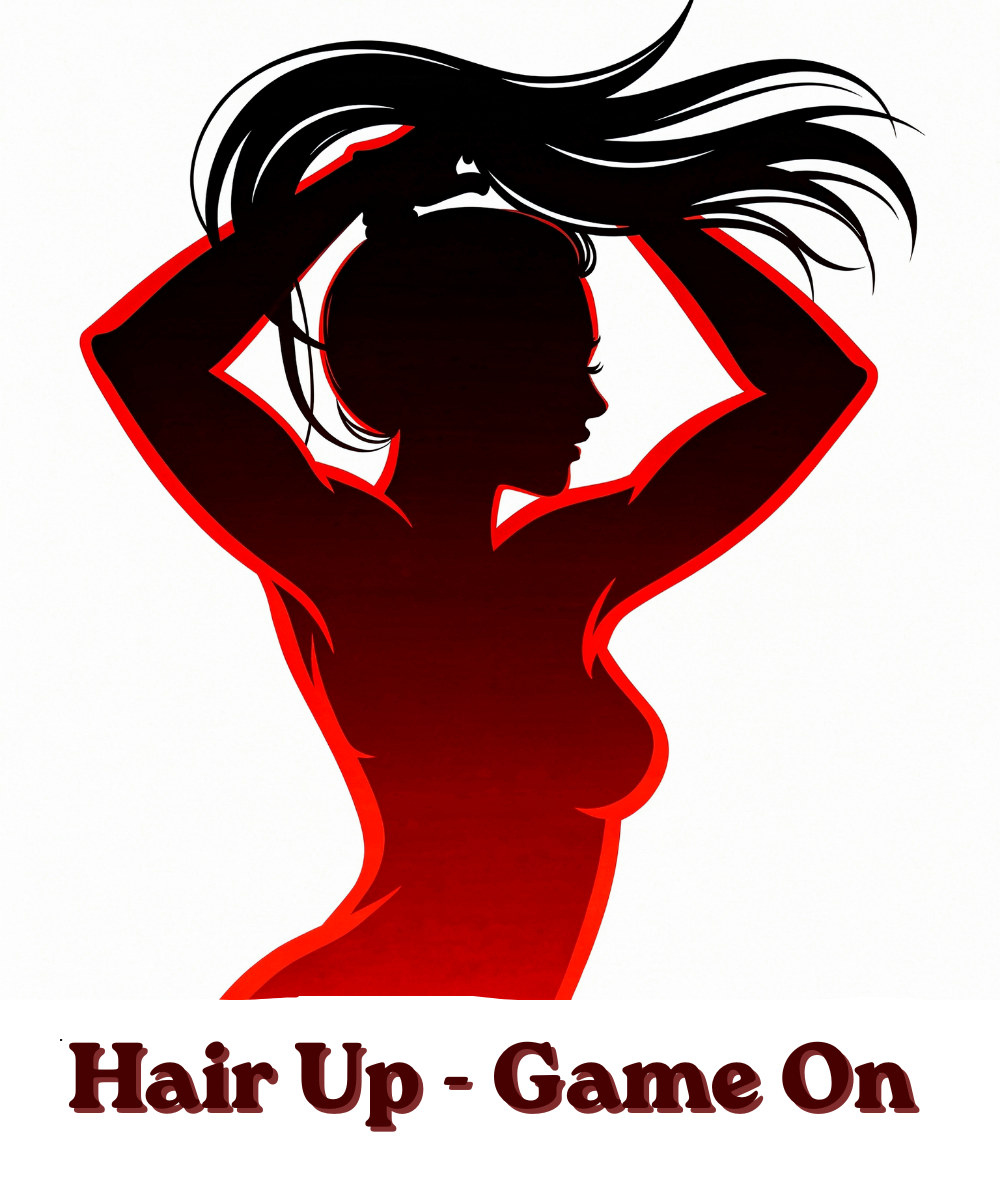 Hair Up, Game On print design, flat view