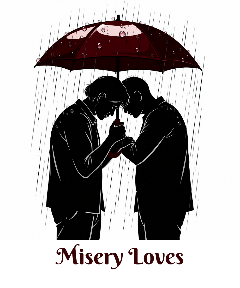 Misery Loves print design, flat view