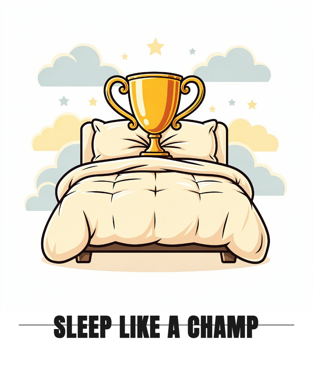 Sleep Like A Champ print design, flat view