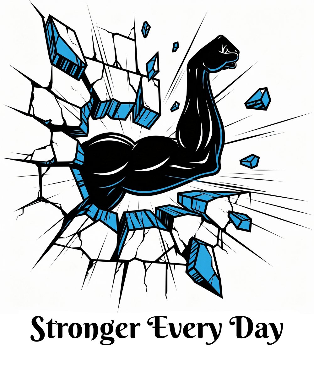 Sore Today Strong Tomorrow print design, flat view