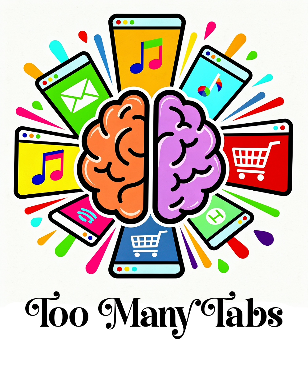 Too Many Tabs print design, flat view