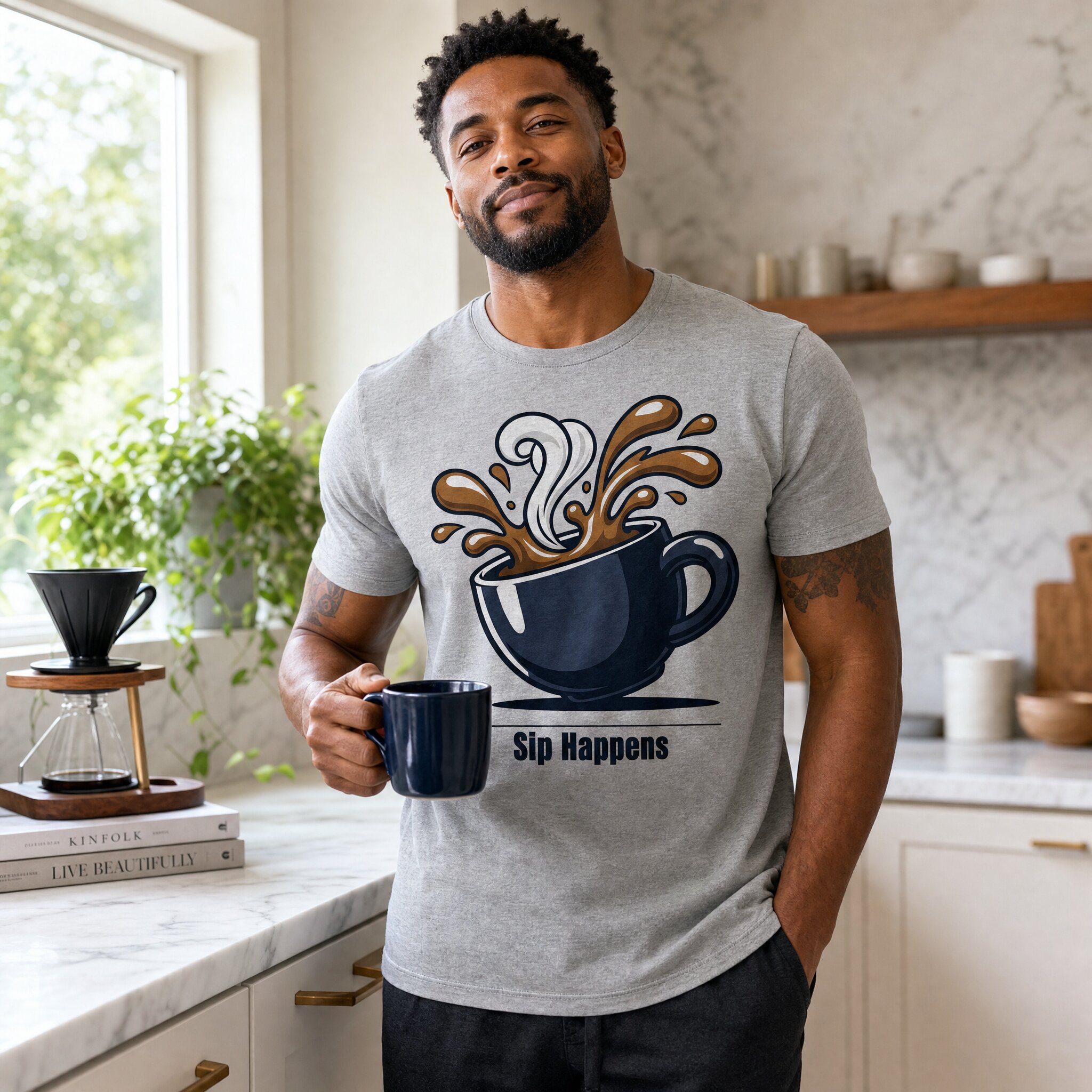 Coffee & Sarcasm tee, lifestyle photo