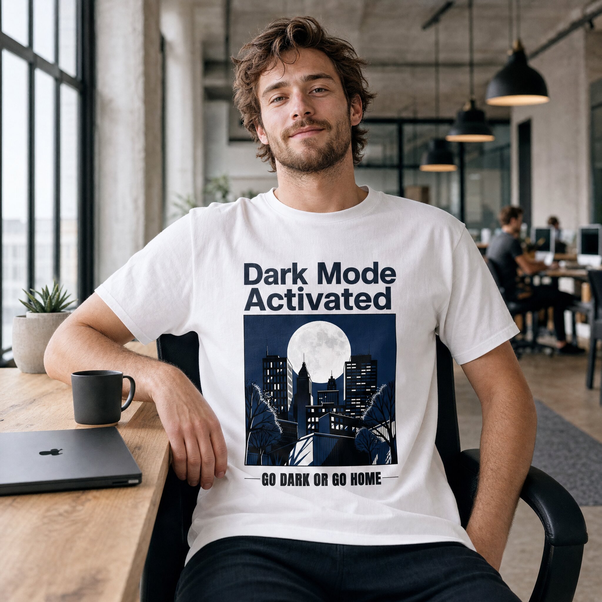 Dark Mode Activated tee, lifestyle photo
