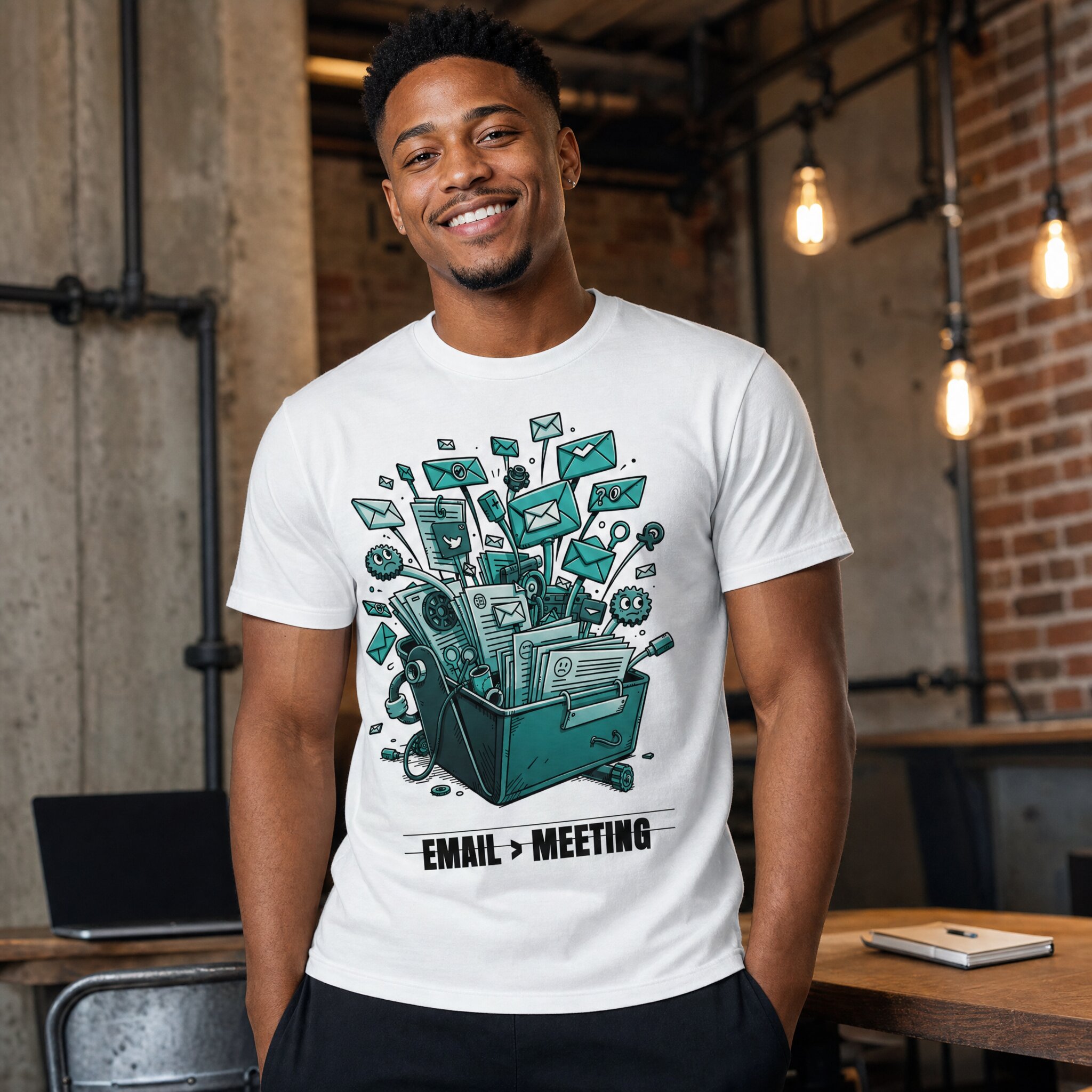 Meeting Should Be Email tee, lifestyle photo